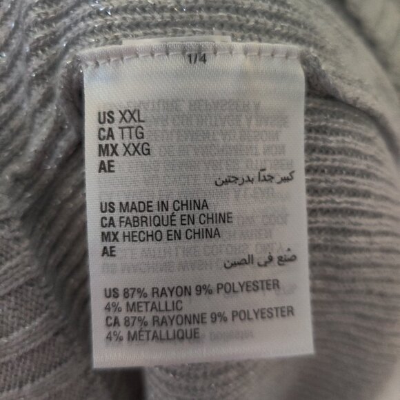 INC Gray Crew Neck Metallic Top Sweater Size Plus XXL - Picture 5 of 6